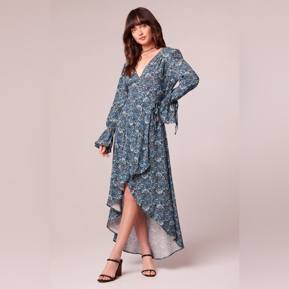 Band of the Free Women's Rede/Gypsies JEWEL TEAL FLORAL WRAP MAXI DRESS Medium